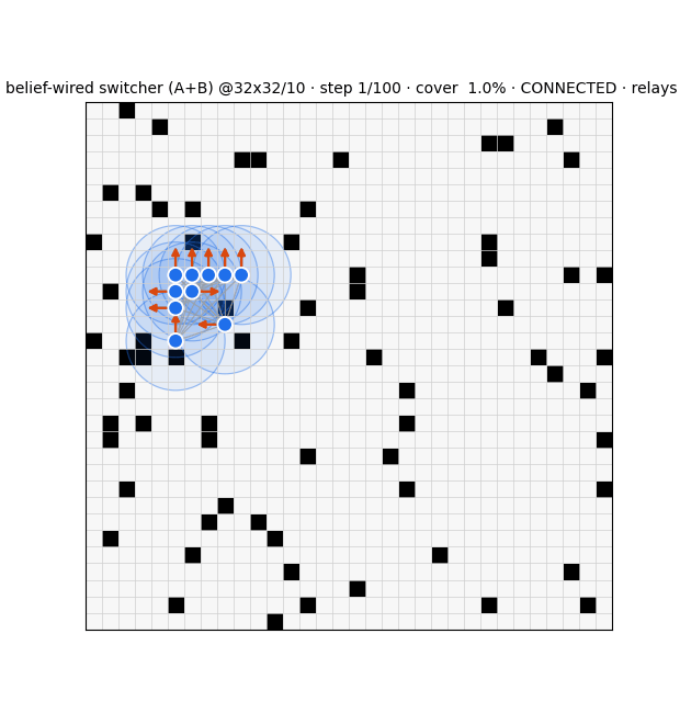 belief-wired policy at 32x32